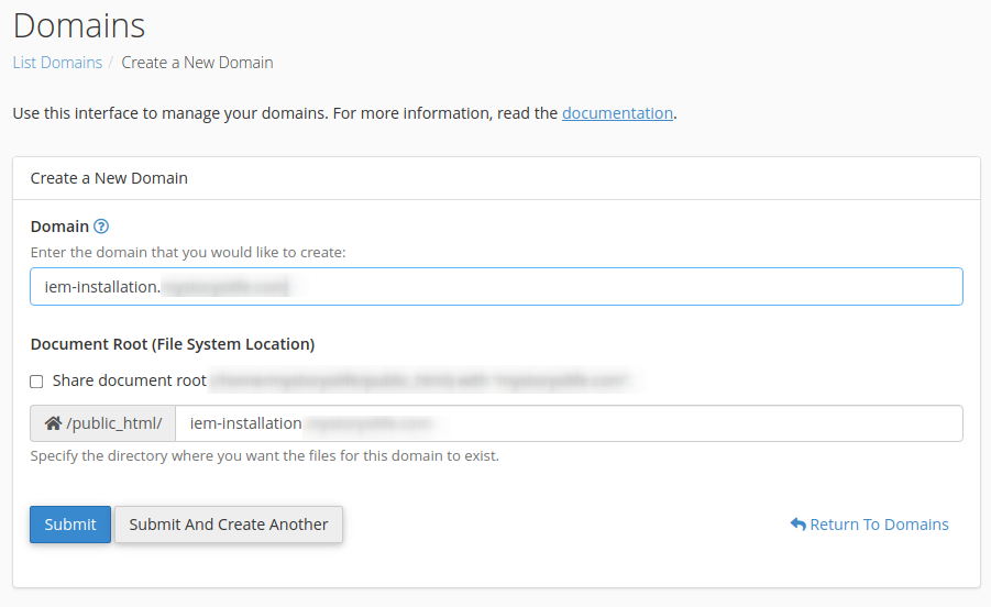 Create a New Domain