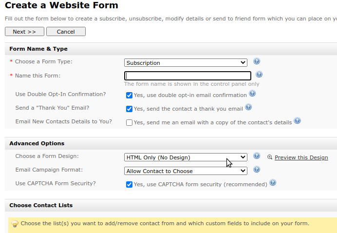 Create Form Wizard